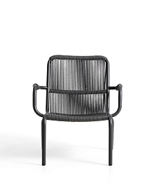 Уличное кресло Salis из графитового алюминия и темно-серой веревки