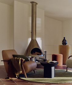 Ovak Приставной столик из акации с чёрной отделкой Ø50 см