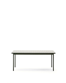 Уличный стол Maurina из зеленой оцинкованной стали с плиткой цвета экрю 182 x 91 см