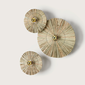 Бра Laos натуральная соломка 50 см + цоколь 5 см белый металл