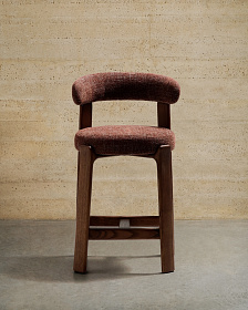 Полубарный стул Granite из коричневого шенилла и ясеня с отделкой орех 65 см