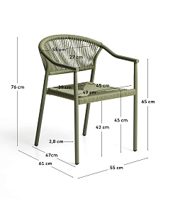 Уличный стул Livadia из зеленого алюминия и веревки