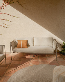 Двухместный уличный диван Zivia из веревки цвета экрю и стали таупе 178 см