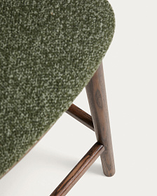 Полубарный стул Ciselia из темно-зеленого шенилла с ножками из ясеня в отделке орех