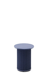 Уличный приставной столик Sedalis из алюминия и веревки синего цвета Ø50 см