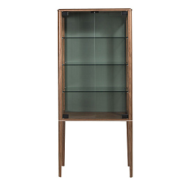 Высокий буфет 3292 из закаленного стекла и орехового дерева с подсветкой