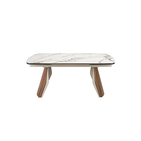 Раздвижной обеденный стол 1193 из керамики в мраморной отделке, стали и ореха