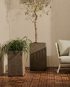 Набор из 2 высоких кашпо Minoa коричневого цвета из песчаника 44 x 44 см