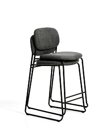 Полубарный стул Meli из серой синели с металлическими ножками, 65 см