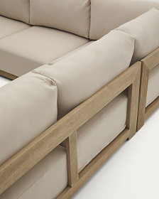 Угловой 5-местный диван Ambra из массива акации со светлой отделкой 248 см