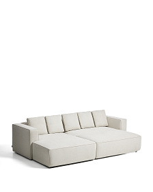 3-местный диван-кровать Marela бежевый шенилл с кушеткой слева, 276 см