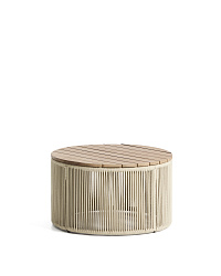 Уличчный столик Dandara из стали, веревки цвета экрю и массива акации Ø60 см