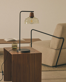 Настольная лампа Silex с металлической ножкой и плафоном из зеленого стекла