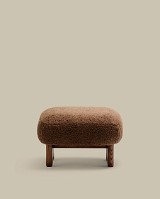 Пуф Cabana Taupe Boucle с ножками в отделке орех 65x55,4 