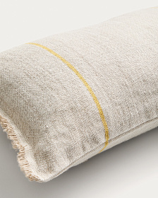 Чехол для подушки Lidore из бежевого льна с желтыми полосами, 30 x 50 см