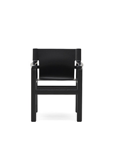 Стул Jan из переработанной кожи черного цвета и ясеня в черном цвете