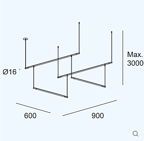 Подвес Tubs Modular Pendant Track with 2 Lineal 600mm 00-A099-05-M1