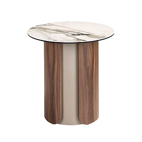 Приставной столик 2166 из керамики с мраморной отделкой, стали и ореха