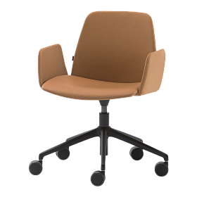 Мягкий стул Unnia с 5-спицевой алюминиевой поворотной основой + газлифт + обитые подлокотники