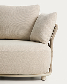 Изогнутый модуль уличного дивана Osani из алюминия экрю и веревки цвета таупе 167 см