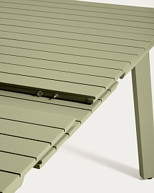 Раздвижной уличный стол Izola из алюминия с зеленой отделкой 220 (280) x 100 см