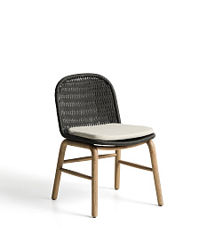 Уличный стул Alipa из массива акации и веревки темно-серого цвета