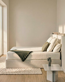 Основание кровати Nelzi из шенилла цвета экрю для матраса 160 x 200 см