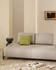 2-местный модуль дивана Compo из шенилла серо-бежевого цвета с черным каркасом, 200 см