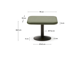 Уличный столик Esilda зеленого цвета из цемента и стали со столешницей 70х70 см