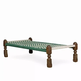 Индийская кровать Charpai зеленая