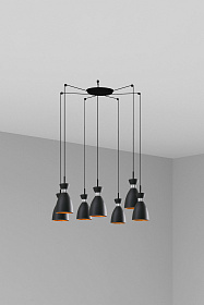 Люстра Retro 7L чёрно-медная