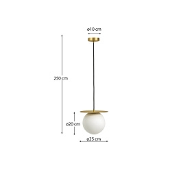 Подвесной светильник Brisia из металла в латунной отделке со стеклянным плафоном Ø20 см