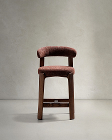 Полубарный стул Granite из коричневого шенилла и ясеня с отделкой орех 65 см