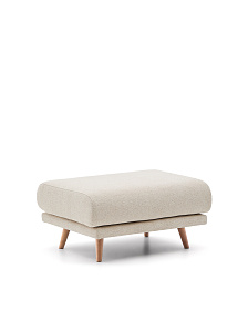 Пуф Karin из бежевого шенилла с ножками из массива бука 90 x 70 см