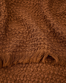 Вафельный плед Nulina из хлопка темно-оранжевого цвета 130 x 170 см