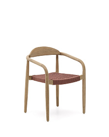 Стул Glynis из массива эвкалипта с розовой веревкой