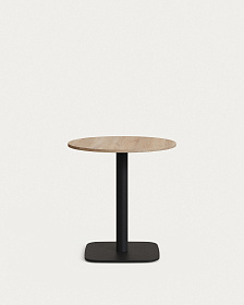 Dina Круглый стол из меламина с натуральной отделкой и черной металлической ножкой Ø 68x70 с