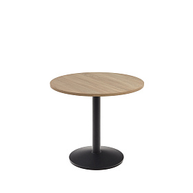 Esilda Круглый стол с меламиновой натуральной отделкой и черной металлической  ножкой