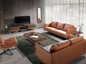 Журнальный стол 2114/MH1502A из ореха и хромированной стали