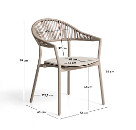 Уличный стул Alimia из бежевого алюминия с бежевой веревкой