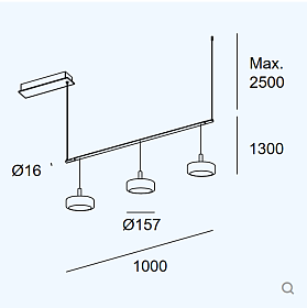 Подвес Tubs Modular Pendant Track with 3 Ceilings 00-A113-05-M1