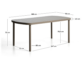 Уличный стол Joncols из алюминия с бежевой отделкой 180 x 90 см