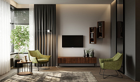 Тумба под TV MENORCA шпон ореха F темно-серый матовый лак