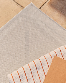 Шезлонг Lesina из серо-коричневого алюминия и текстиля цвета экрю