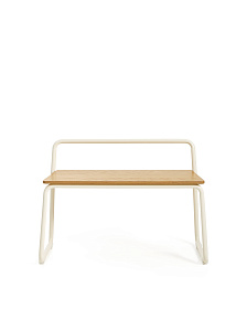Скамейка из ясеневого шпона Tinn с бежевой металлической конструкцией, 75 см