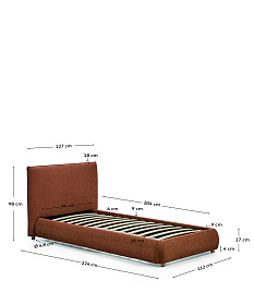 Кровать Elero из мягкого медного шенилла для матраса 90 x 200 см
