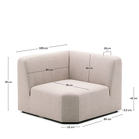 Угловой модульный диван Neom бежевого цвета 75 см 