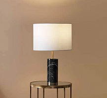 Настольная лампа Cand золотой металл/черный мрамор + белый абажур 801011/35