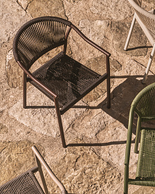 Уличный стул Livadia из коричневого алюминия и веревки