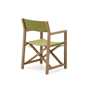Складной стул Vilara для улицы из акации и текстиля зеленого цвета